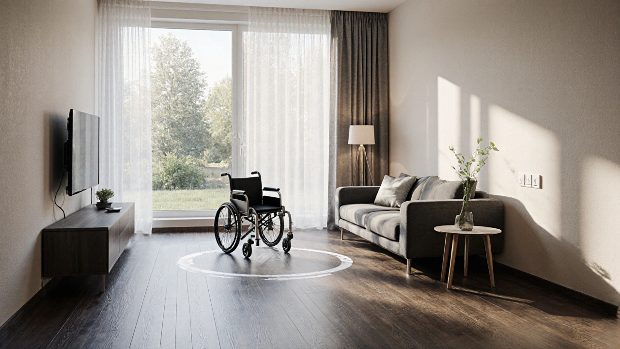 Barrierefreies Wohnzimmer planen: Richtige Höhen, Abstände und Bewegungsflächen für Rollstuhl und Alltag