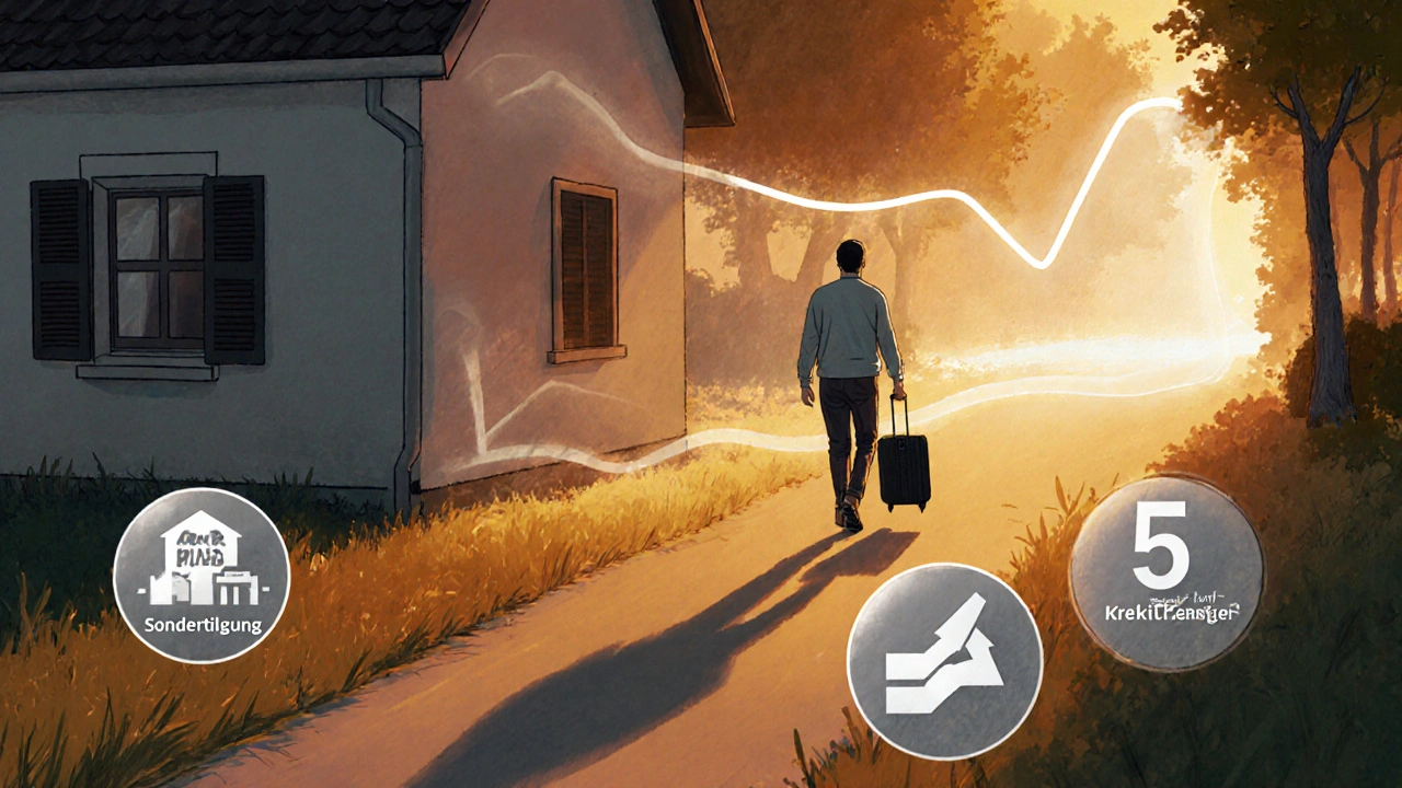 Hausbesitzer verlässt altes Zinsmodell und geht hin zu flexiblerem Kreditmodell mit Sondertilgung und Verbraucherschutz.