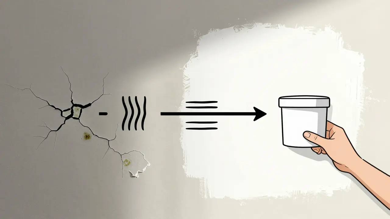 Vergleich: Schimmelige Wand neben einer schimmelfreien, richtig gestrichenen Wand.