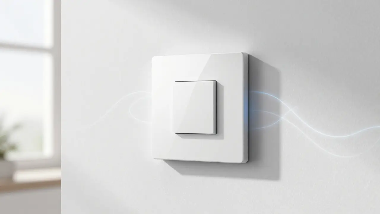 Moderner Smart-Home-Dimmerschalter als Teil der Wandgestaltung.