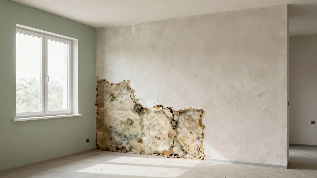 Architektonischer Querschnitt eines Hauses mit Fokus auf energetische Sanierung und Lehmputz.