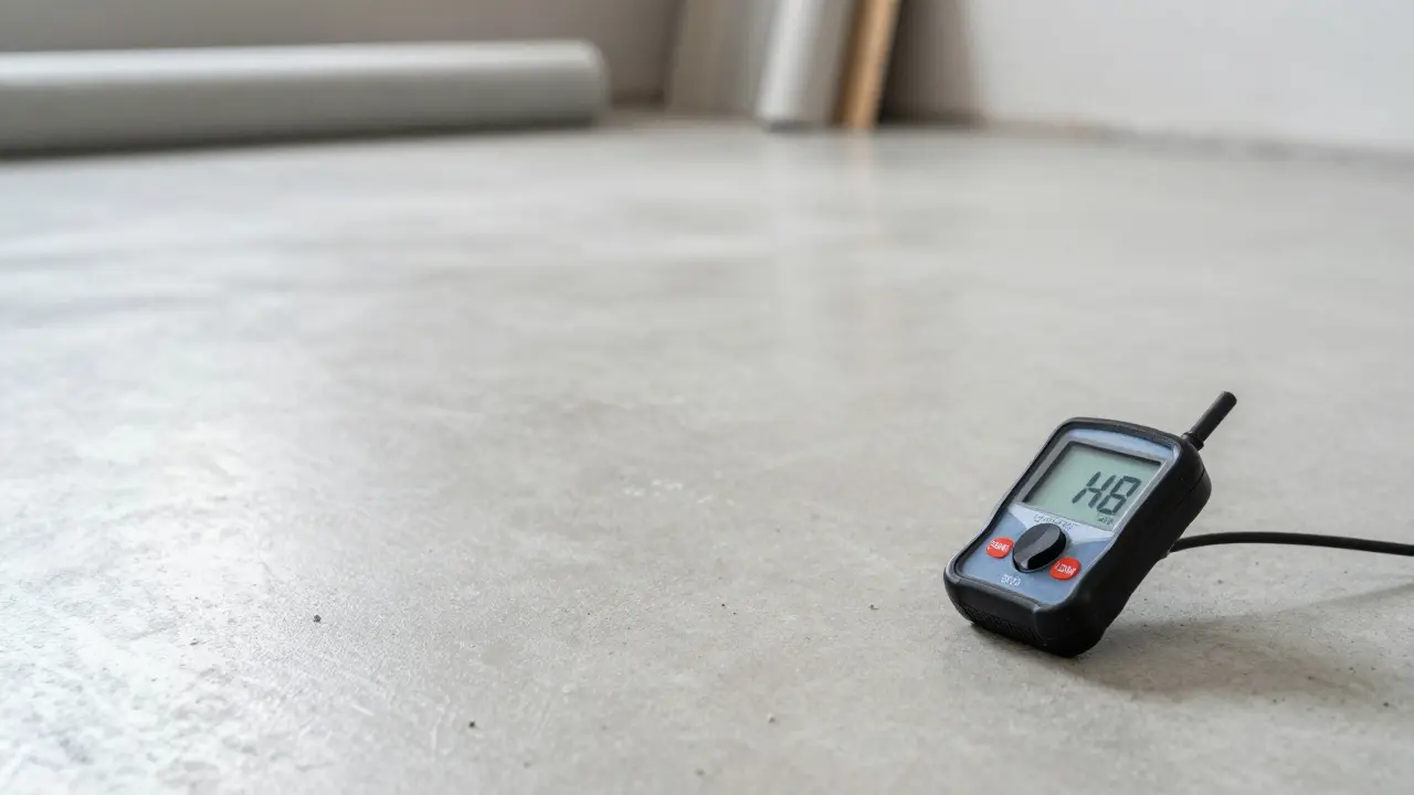 Vorbereiteter, glatter Estrichuntergrund für Teppichverlegung