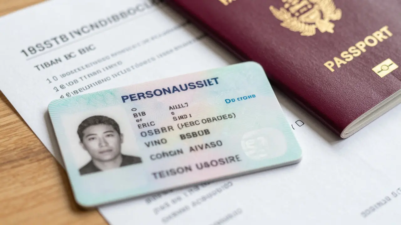 Deutscher Personalausweis, Reisepass und Steuer-ID-Dokumente auf Tisch