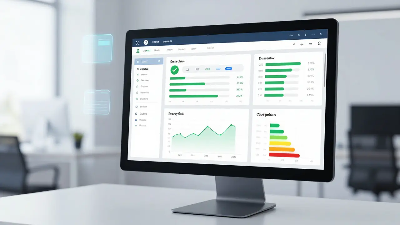 Digitales Dashboard zur Überwachung von Energieeffizienzdaten im Bauwesen