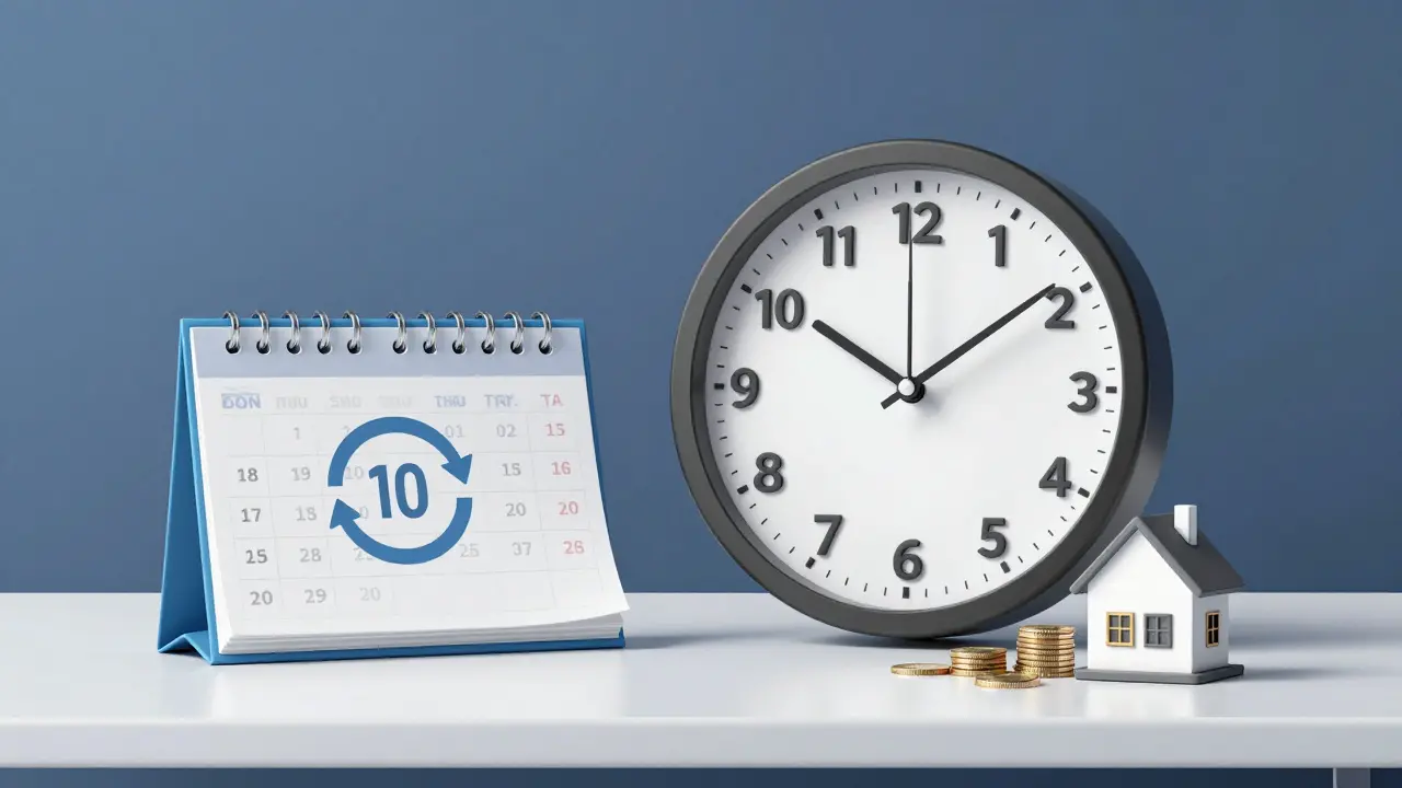 Kalender und Uhr zeigen den 10-Jahres-Zyklus für steuerfreie Freibeträge bei Schenkungen