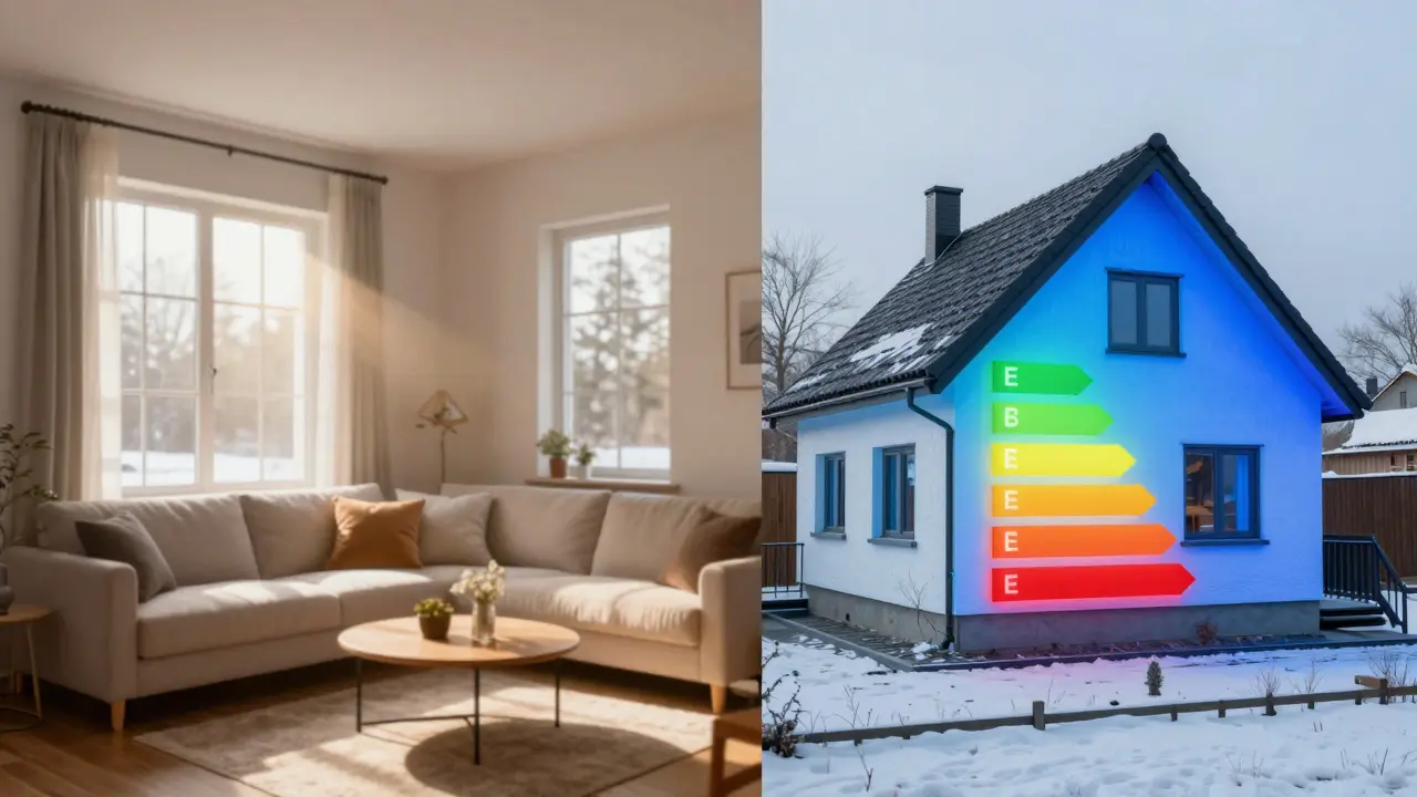 Vergleich von Innenkomfort und Wärmedämmung mit Thermografie-Effekt