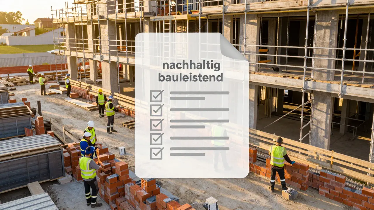 Bauarbeiter bei der Arbeit mit Symbol für Compliance-Checkliste