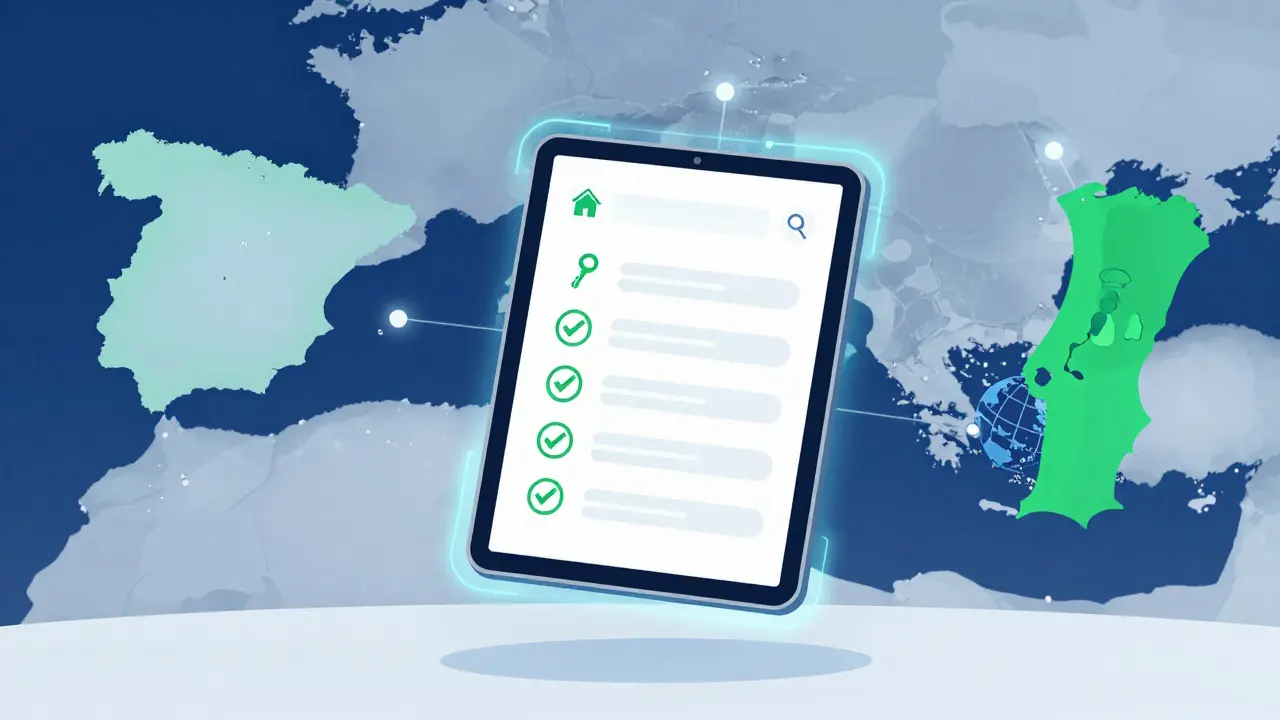 Digitale Checkliste für Auslandsimmobilien auf Tablet