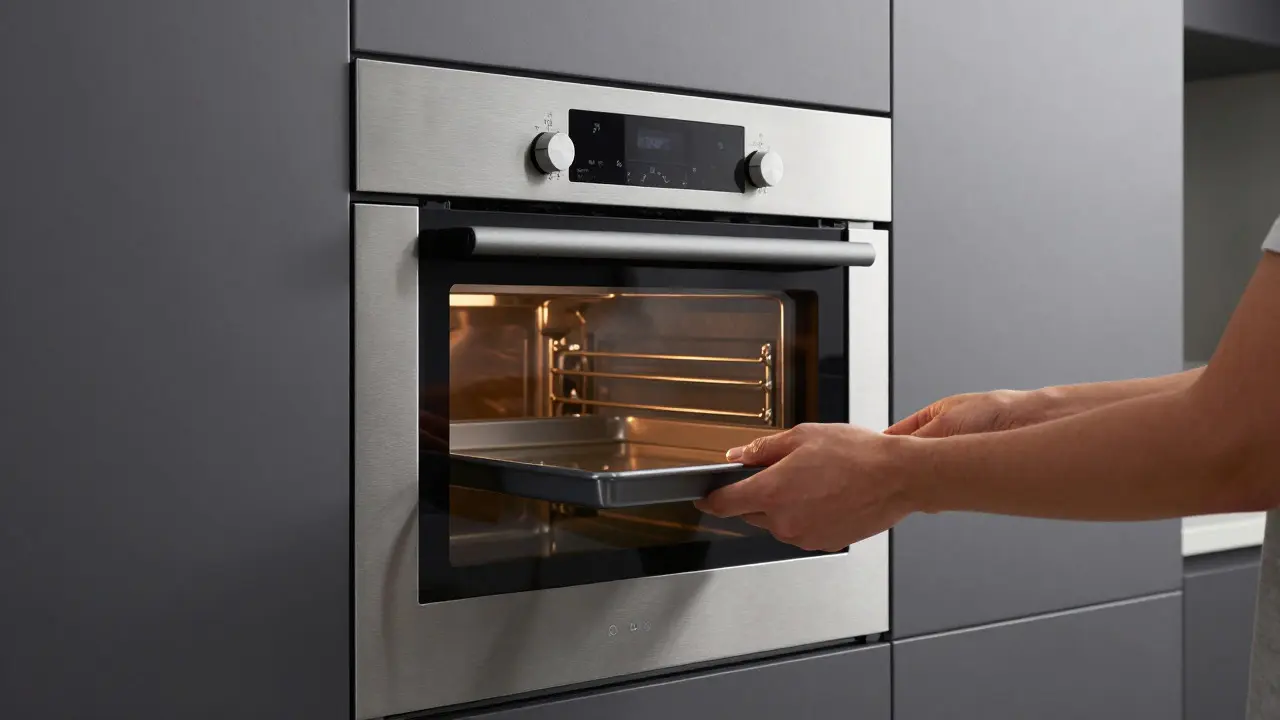 Eingebauter Backofen in Hüfthöhe zur Entlastung des Rückens