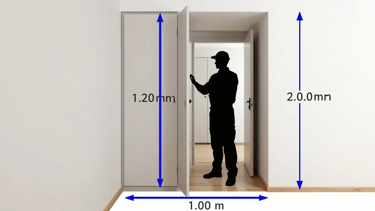 Schematische Darstellung des benötigten Arbeitsraums vor dem Zählerplatz