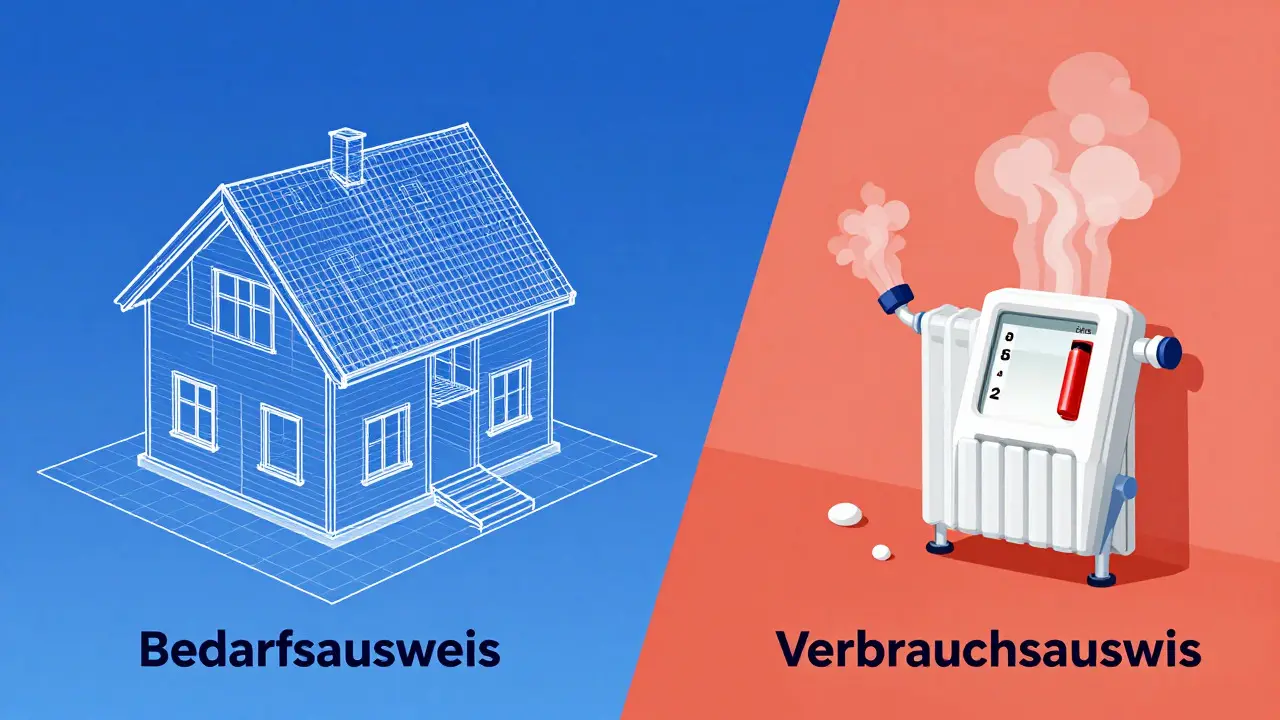 Grafik: Bedarf- vs. Verbrauchsausweis Vergleich