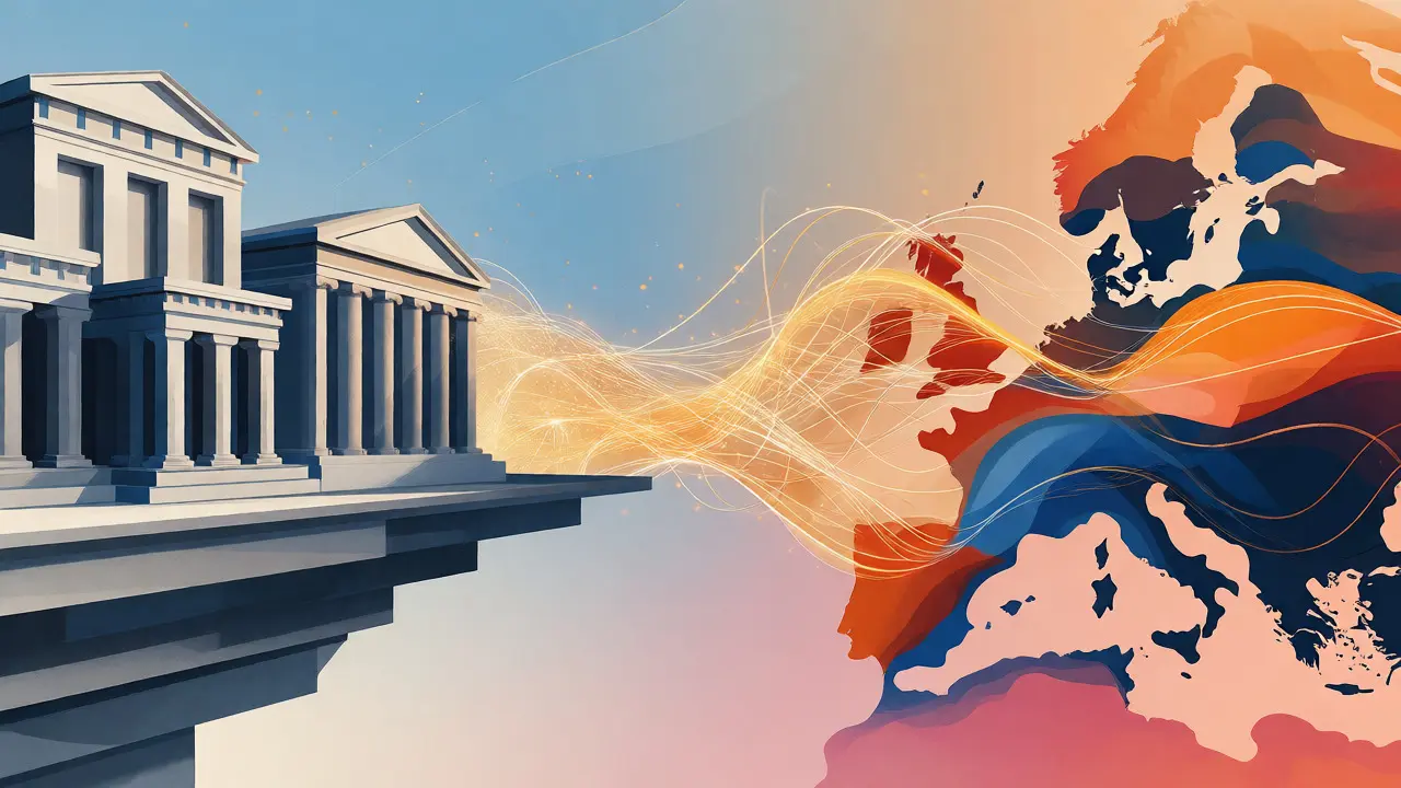 Konzeptuelle Darstellung der Verbindung zwischen Banken und Südeuropa