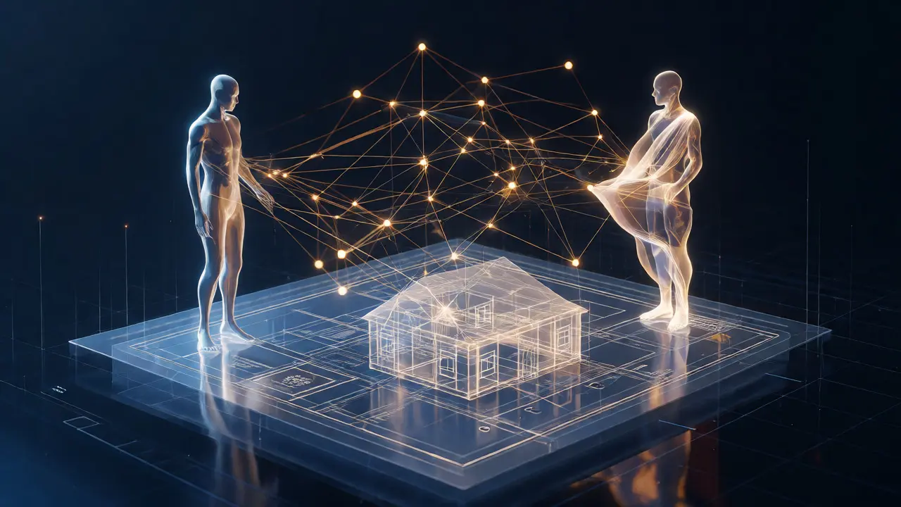 Konzeptuelle Darstellung eines Immobilien-Joint-Ventures mit zwei Partnern