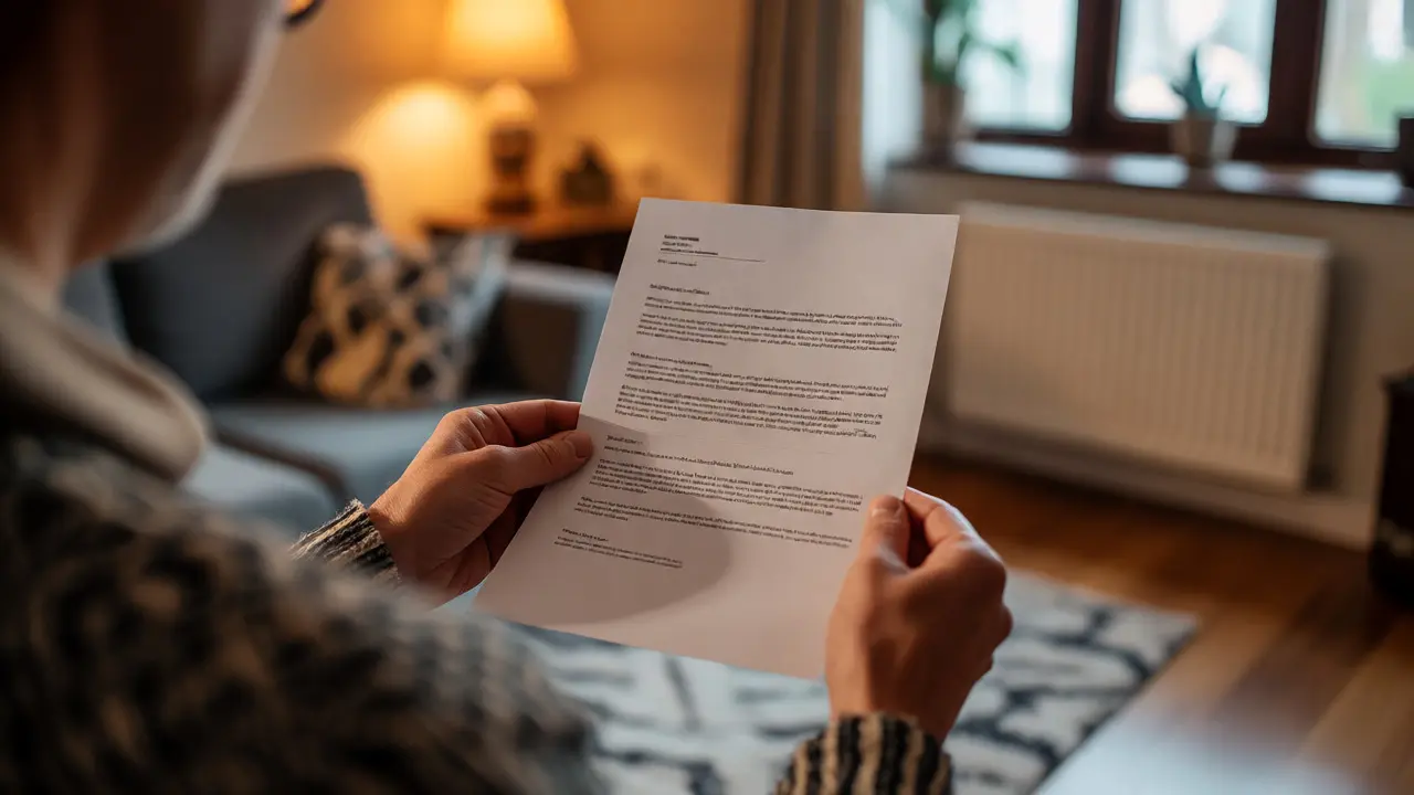Mieter liest Brief über Mieterhöhung nach Modernisierung